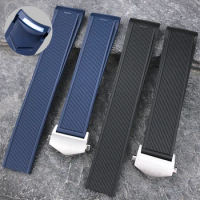 22mm 20mm New Rubber Waterproof Watch bands for TAG HEUER Aquaracer 300 WAY201B CALIBRE 5 Blue Black Silicone Strap Men Bracelet