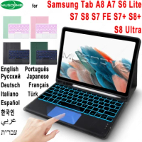 Magic Case Keyboard for Samsung Tab A8 A7 S6 Lite 2022 Touchpad Backlit Tab S8 S7+ S7 FE S8+ Plus S8 Ultra Portuguese Korean