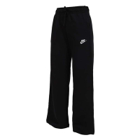 NIKE 女中腰寬褲管運動長褲-慢跑 訓練 休閒 FB2728-010 黑白