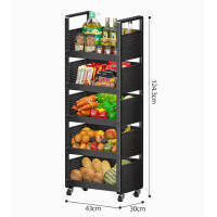 落地多層小推車置物架（特厚43CM五層【五藍】） 