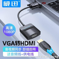 VGA轉HDMI轉換器帶音頻haml高清轉接線電腦電視投影儀視頻轉接筆記本臺式顯示器數據 全館免運