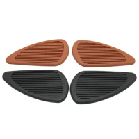 Black Brown Motorcycle Rubber Vintage Gas Tank Knee Pads Side Panel Traction Pad Sticker For Harley Cafe Racer Classic Universal