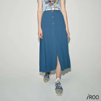 【iROO】金屬造型釦復古裙