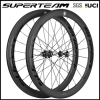 SUPERTEAM Classic Wheels 50mm Carbon Fiber Wheelset 700C Road Rim Brake Wheel Tubeless Road Bicycle Wheel