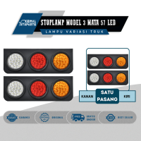 Stoplamp Truk Variasi 24 Volt Model 3 Mata 57 LED 1 Set Kiri dan Kanan Lampu Stop Rem Belakang Mobil