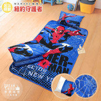 享夢城堡 兒童卡通涼被童枕睡墊三件組-蜘蛛人SpiderMan 紐約守護者-藍