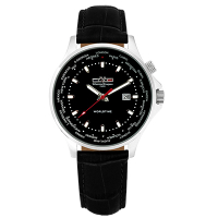 Valentino Coupeau 范倫鐵諾 古柏 世界時間腕錶 黑面 黑皮帶