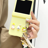 Cute Duck Bracelet Hinge Phone case For Samsung Galaxy Z Flip 5 flip5 zflip5 Cover