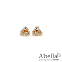 【ABELLA】三角密碼-金香檳水晶耳環