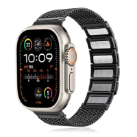 Stainless Steel Link Bracelet for Apple Watch band 44mm 45mm 49mm Metal Magnetic Strap IWatch Series 9 8 7 6 SE Ultra 2 49 45mm