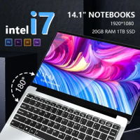 Laptop 2024 Portable Gaming laptop 14.1" Intel Core i7 1920*1080 Laptop 20GB RAM 1TB 2TB SSD Windows 11 Business office laptop