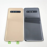 Rear Housing For Samsung Galaxy S10 5G G977 6.7" Glass Back Cover Repair Replace Battery Door Case + Camera Lens Logo Sticker