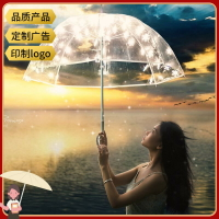Qiutong歐美系加拱女用阿波羅透明傘透明雨傘抗風長柄泡泡傘文藝