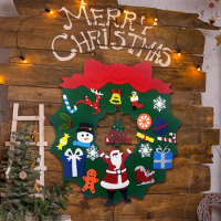 DIY Felt Christmas Tree Wall Hanging Christmas Wreath NEW YEAR Gift Pendant Kids Toy Christmas Ornament X-mas Navidad Decor
