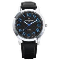 Valentino Coupeau 范倫鐵諾 古柏 時光倒流系列腕錶(黑面/藍字/皮帶)