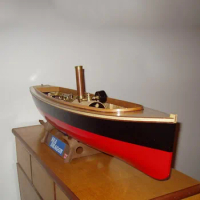 RC Steam Power Ship Model Remote Control Yacht Model Finished Retro Tugboat Toy Gift Offshore Work Boat Realistic Scale Ship