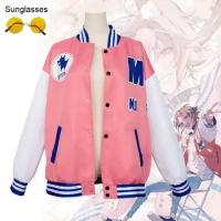 NIJISANJI Mysta Rias Cosplay Coat VTuber Luxiem Fox Cherry Blossom Baseball Jacket And Sunglasses Accessories