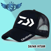 DAIWA Topi Trucker / jaring dengan Logo daiwa sablon Putih untuk Pria dan Wanita