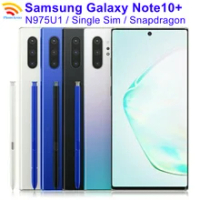 Samsung Galaxy หมายเหตุ10 + Note10 + N975U1 Note10 Plus 6.8 "256/512GB ROM RAM 12GB NFC Snapdragon เดิม4G LTE โทรศัพท์มือถือ