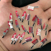 10Pcs Halloween Fake Weapon with Blood Nail Charms Bloody Horror Metal Nail Art Decorations Manicure Accessories Punk Jewelry *&amp;