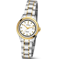【TITONI 瑞士梅花錶】Airmaster 空中霸王系列-白色錶盤不鏽鋼間金色錶帶/29mm(23733 SY-559)