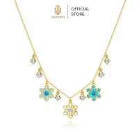 [Augusta] Singapore Designer Snowflake Necklace | Sparkling Blue Crystal Winter Pendant | Christmas 