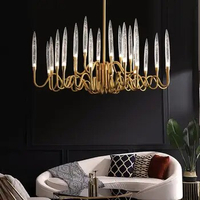 LED Modern Luxury Living Room Crystal Chandelier Stainless Steel/Copper Candles Ceiling Chandelier Kitchen Lsland Hanging Lamp