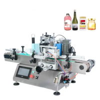 Automatic Desktop round Bottle Fixed Point Labeler White Wine Mineral Water Bottle Labeling Machine