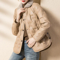 Winter Fur Coat for Women New Young Mink Fur Collar Fur Integrated Leather down Jacket