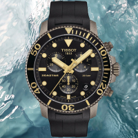 TISSOT天梭 官方授權 Seastar 1000 300米 海洋之星 潛水計時腕錶 母親節 禮物 45.5mm/T1204173705101