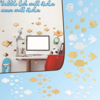 Bubble Fish Wall Stickers Marine Fish Mirror Stickers Acrylic Mirror Self-adhesive Children's Room Kindergarten Home Decor