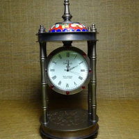 Antique collection clocks and watches pure copper enamel color Cloisonne old mechanical clocks and watches European seat clocks