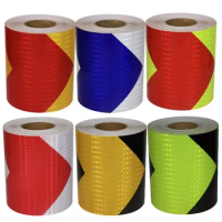 8Inch*17FT Honeycomb Arrow Truck Reflective Sticker Fluorescent Yellow Red White Reflector Safety Warning Tape Strip For Trailer