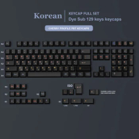 129 Keys Cherry Profile Black Korean Layout Keycaps PBT Keycaps Dye Subbed Keycaps for Gateron Cherry MX Switches Gamer Keyboard