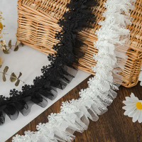 Black and White Lace Trim Embroidery DIY Decoration Clothing Skirt Hem Neckline Sleeve Edge Fabric M