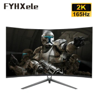 FYHXele 32inch Curved Monitor 2K 165hz IPS Panel 1ms Response Adaptive-Sync 100%sRGB For Gaming Monitor LED Desktop