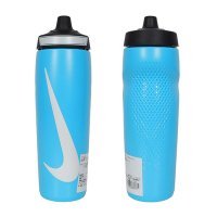 NIKE REFUEL 瓶蓋擠壓水壺 24 OZ-慢跑 登山 單車 N100766642224 水藍白黑