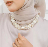 Kalung Kelopak Bunga Mutiara Viral Selebgram Necklaces Hijab non hijab Murah Handmade
