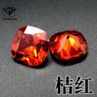 桔紅色枕形肥方形橘紅色寶石芬達色戒指耳釘吊墜鑲嵌裸石主石配飾