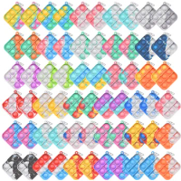 15/30/50Pcs Mini Push Fidget Toy Pack Keychain Fidget Toy Bulk Anti-Anxiety Stress Relief Hand Toys Set for Kids Adults Gifts
