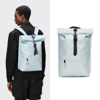 【RAINS官方直營】Rolltop Rucksack W3 經典防水捲蓋後背包(Wind和風藍)