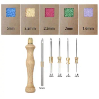 Wooden Handle Embroidery Stitch Pen Adjustable DIY Craft Knitting Embroidery Pen Stitching Applique Poking Cross Stitch Tools