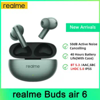 China Version realme buds Air 6 TWS Earphone Hi-Res LHDC 5.0 Active Noise Reduction Wireless Headphone Bluetooth 5.3 IP55 New