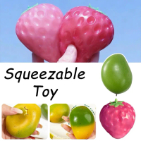 Bola Strawberry Squeeze (Saiz Ekstra Besar) 10 cm / 8 cm / 7.5 cm – Bola Lembut untuk Melegakan Teka