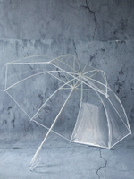 高清透明傘 白色水晶彎柄直桿傘長柄傘強抗風雨傘3人大傘