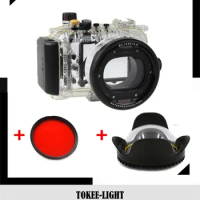 Underwater Housing Diving Waterproof Case for Canon S100 S110 S120 Camera With 67mm Red filter + Wide Angel Dome lens