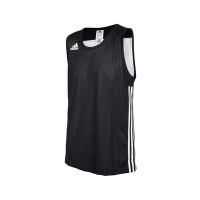 ADIDAS 男籃球雙面運動背心-吸濕排汗 慢跑 路跑 無袖上衣 愛迪達 DX6385 黑白