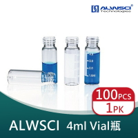 《ALWSCI》4ml 刻度透明Vial瓶 100個/包 (螺牙13-425) 實驗耗材 玻璃瓶 試藥瓶 樣品瓶 儲存瓶