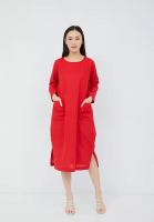 Julia Owers Midi Dress Wanita KYOKO - Red
