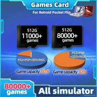 Game Card For Retroid Pocket Flip 3 RP3 Handheld TF Memory All Emulator Pre-installed Classic Retro 512G 80000+ PS2 PSP portable